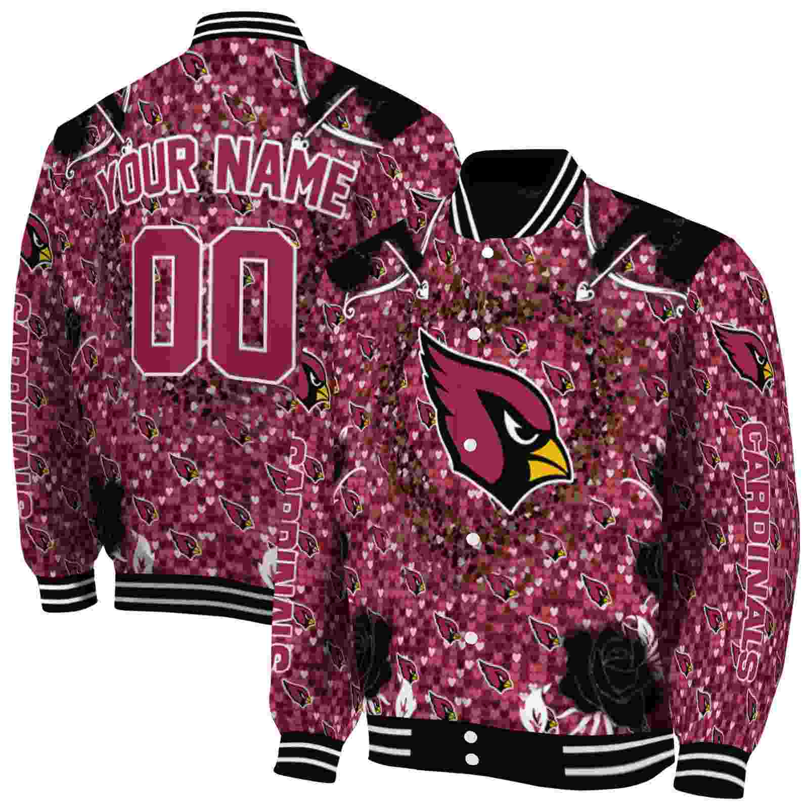 NFL Arizona Cardinals Heart Explosion Red Custom Baseball Jacket Sport Fans Gear