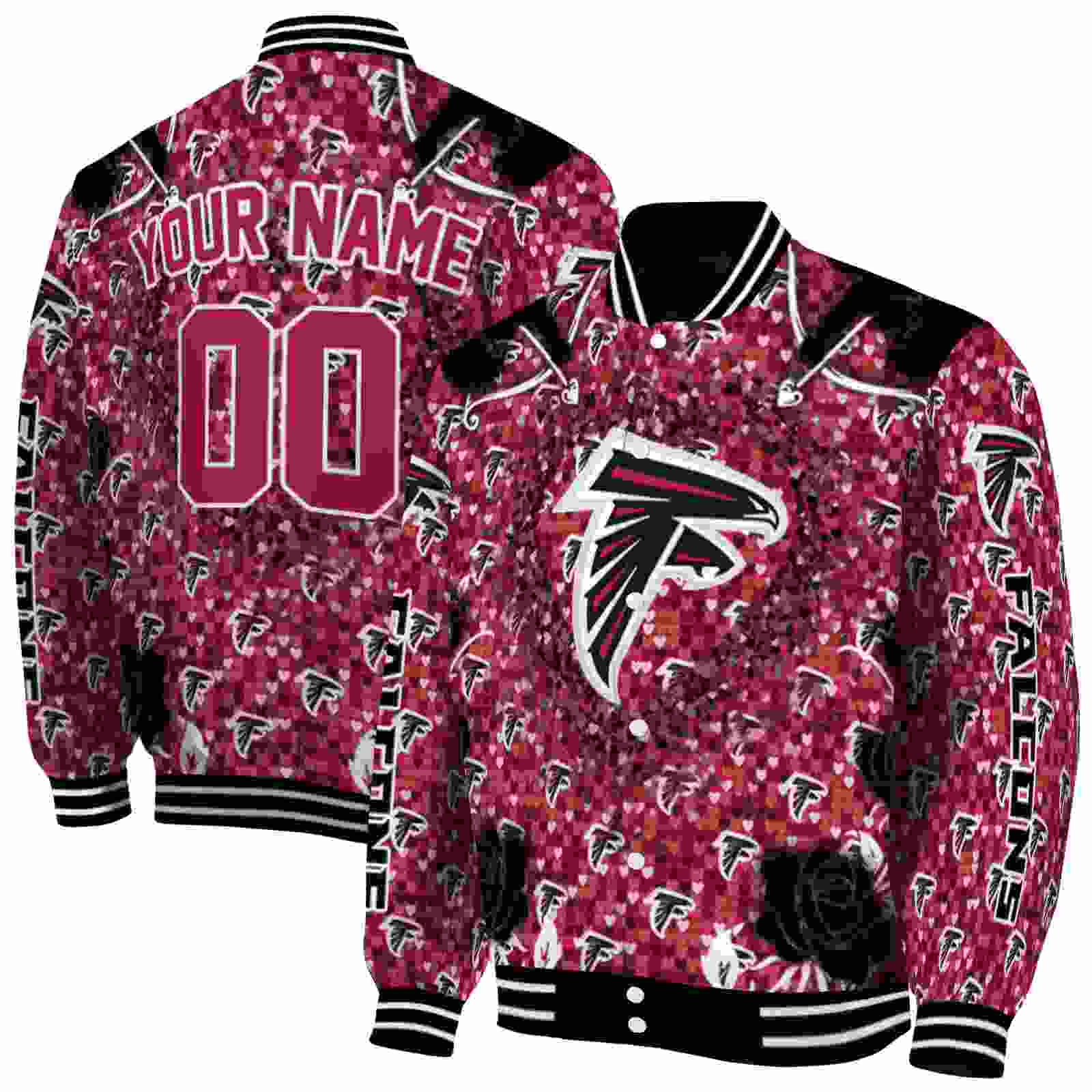 NFL Atlanta Falcons Heart Explosion Red Custom Baseball Jacket Sport Fans Gear