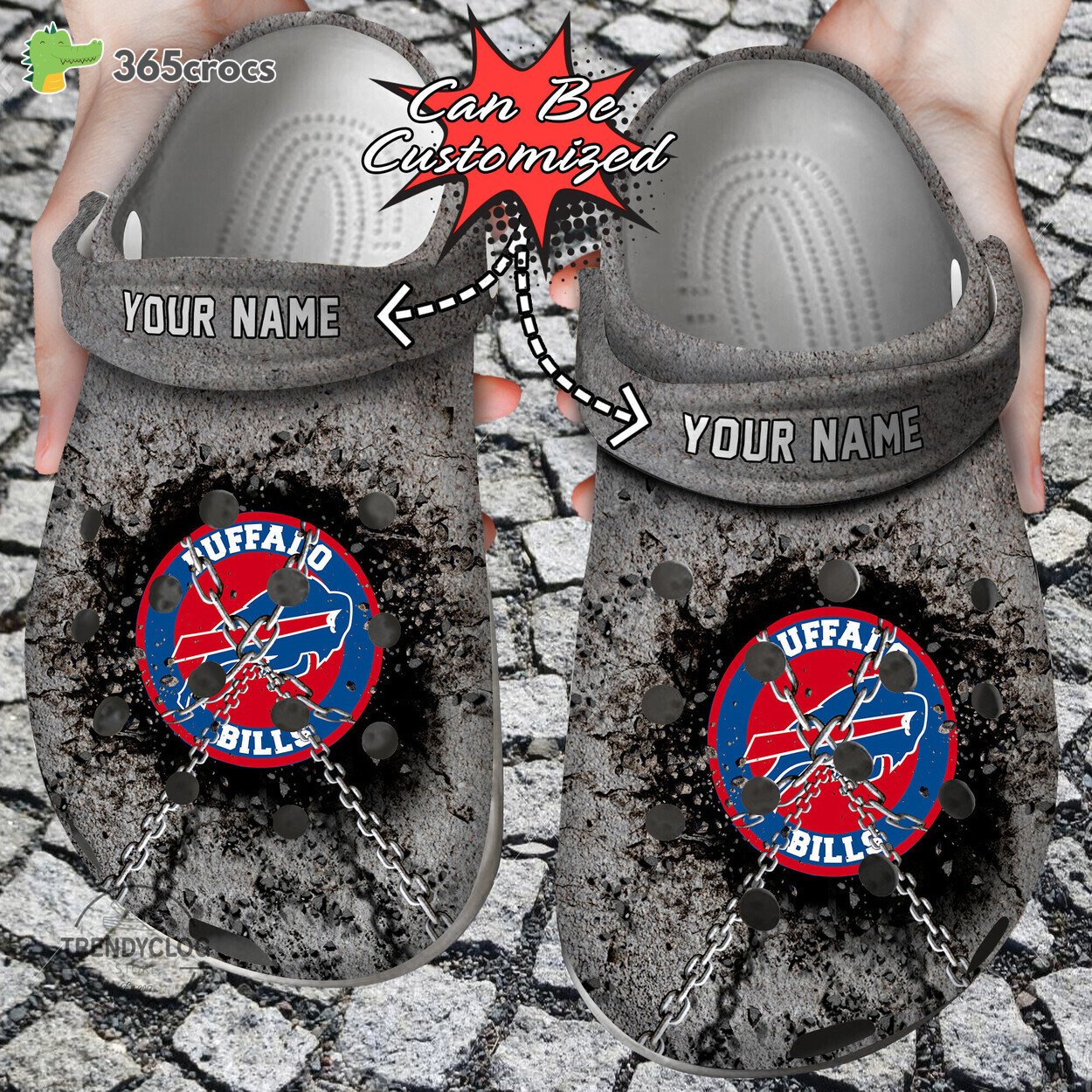 Nfl Buffalo Bills Personalized Chain Breaking Wall Clog Shoes