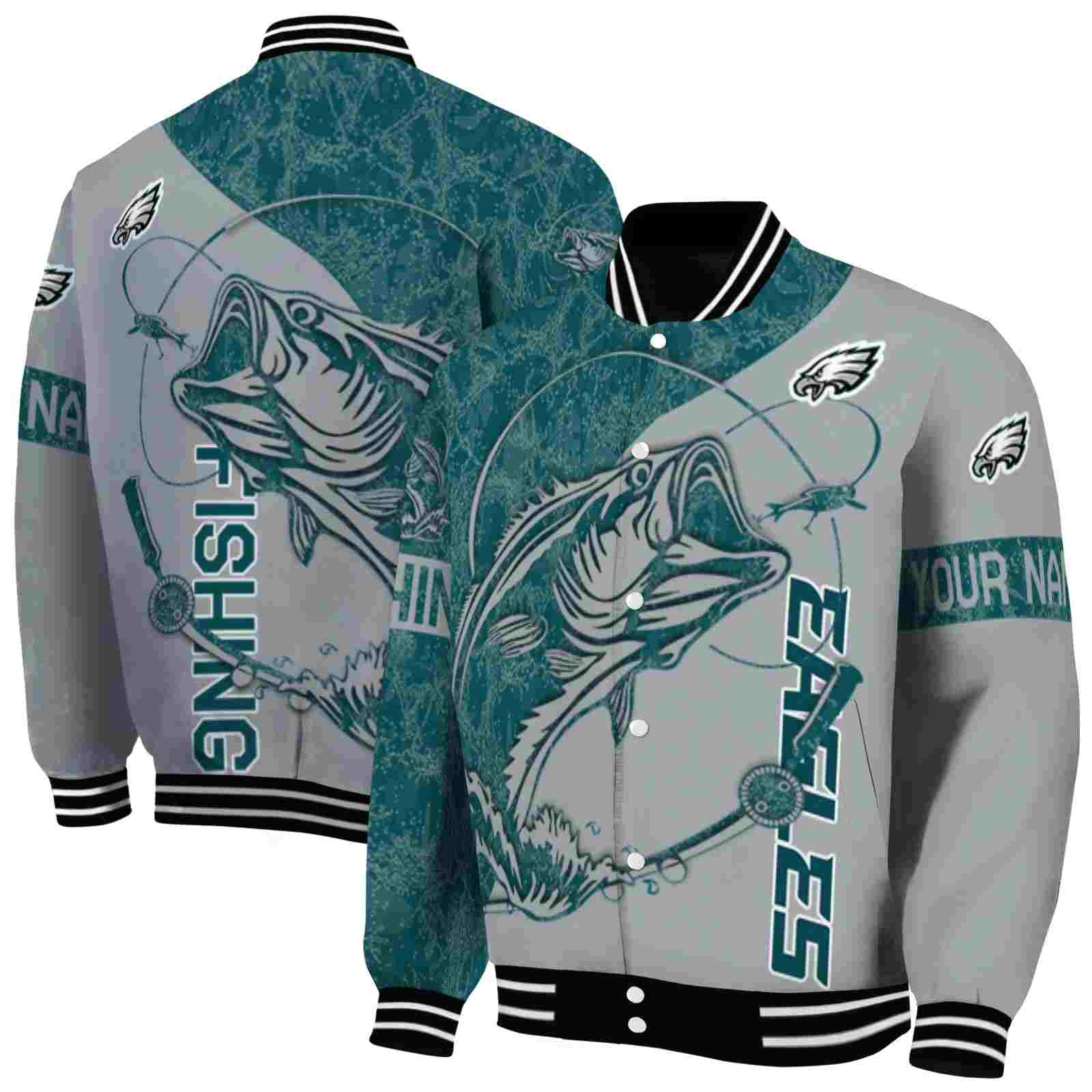 NFL Customized Philadelphia Eagles Fishing Rod Silver Custom Baseball Jacket Sport Fans Gear