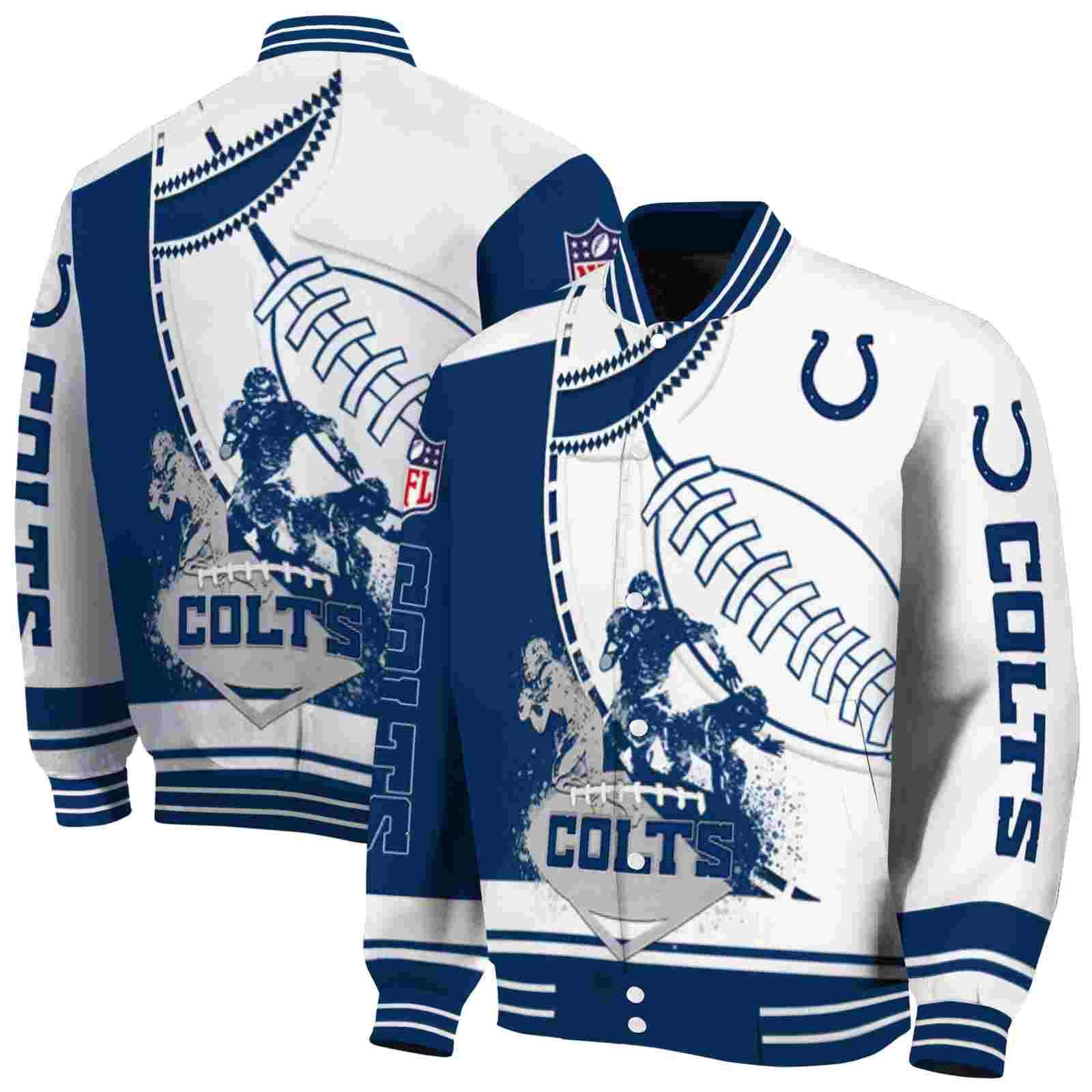 NFL Indianapolis Colts Baseball Stitching White Custom Baseball Jacket Sport Fans Gear