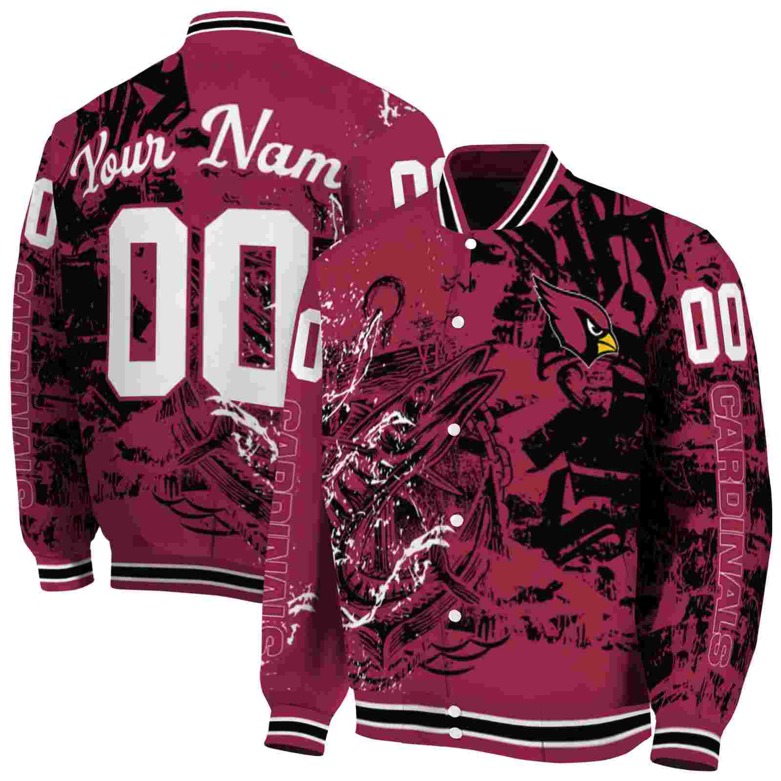 NFL Personalized Arizona Cardinals Fishing Art Red Custom Baseball Jacket Sport Fans Gear