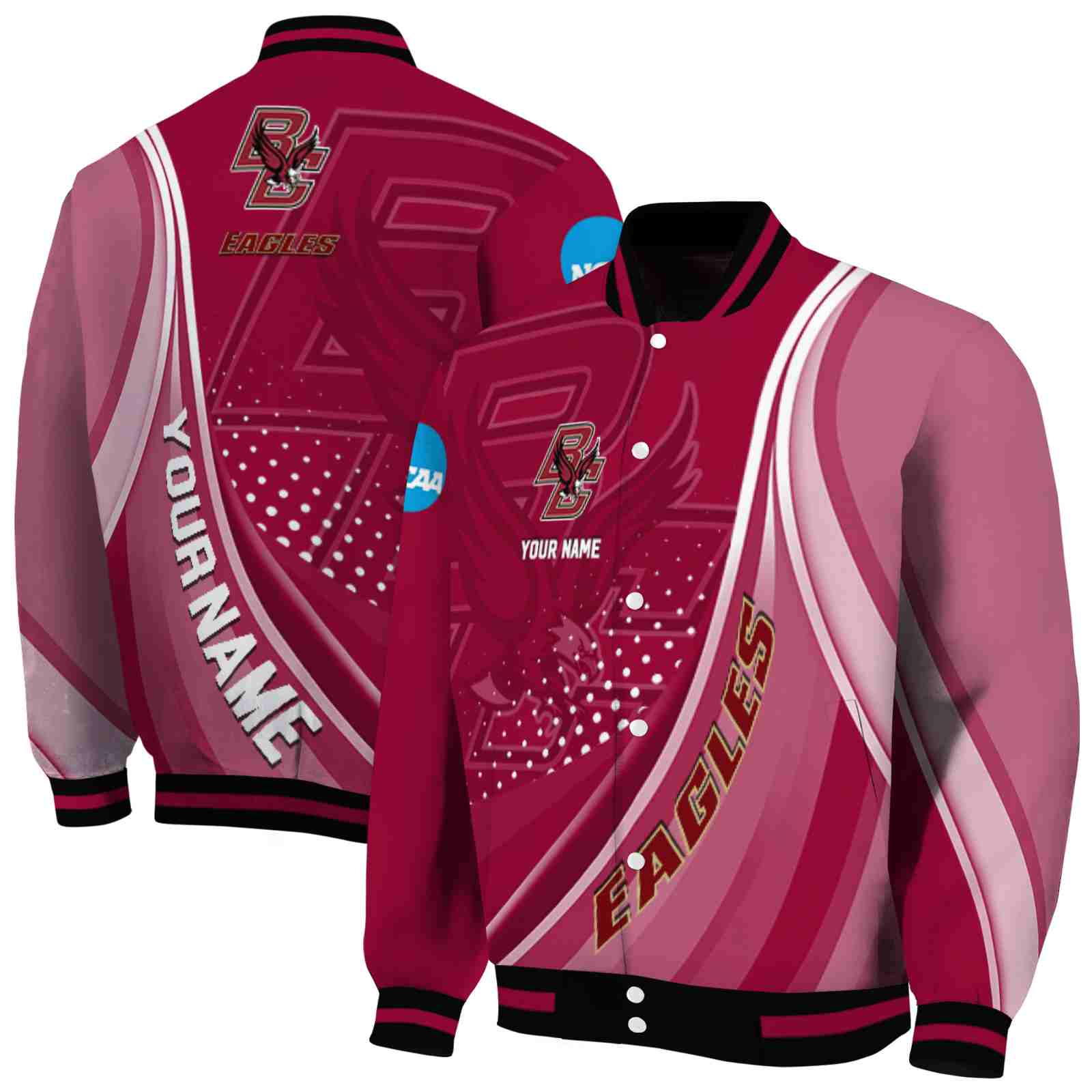 NFL Personalized Boston College Eagles Wave Patterns Maroon Custom Baseball Jacket Sport Fans Gear