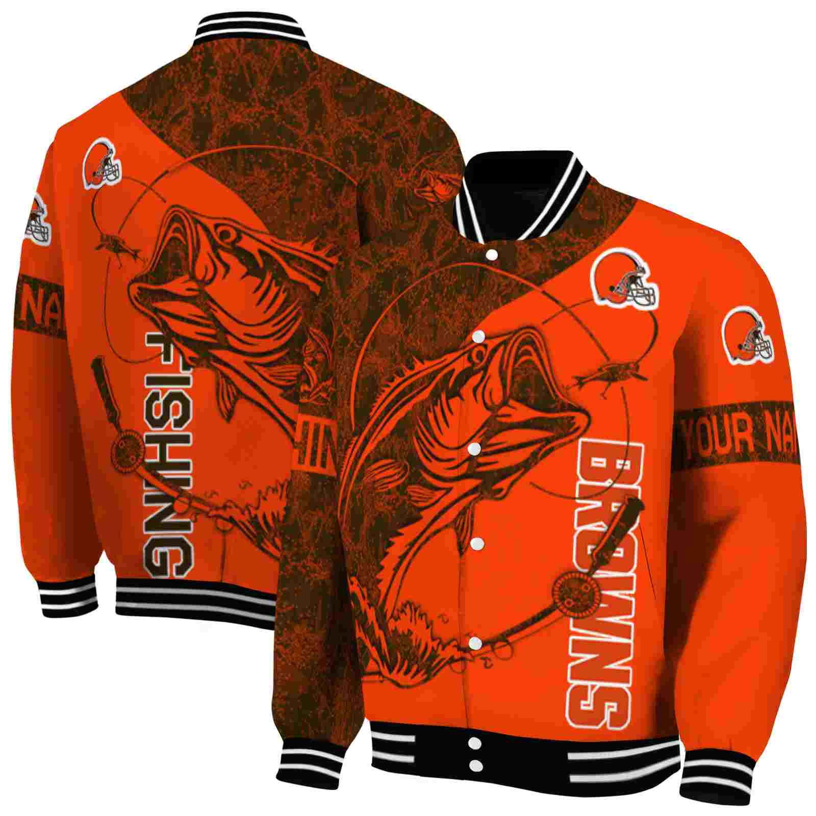 NFL Personalized Cleveland Browns Fishing Rod Orange Custom Baseball Jacket Sport Fans Gear