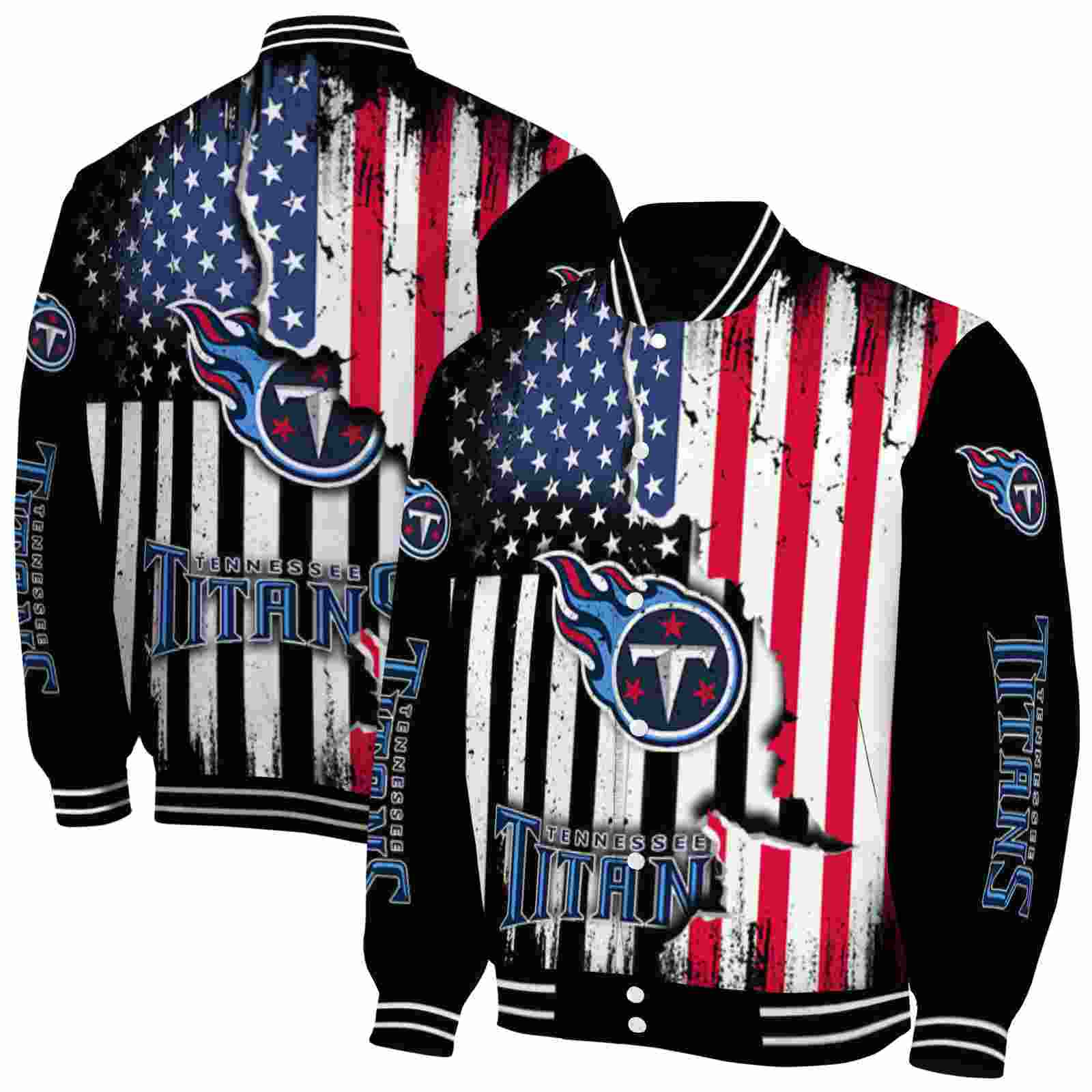 NFL Tennessee Titans Patriotic Theme Black Custom Baseball Jacket Sport Fans Gear