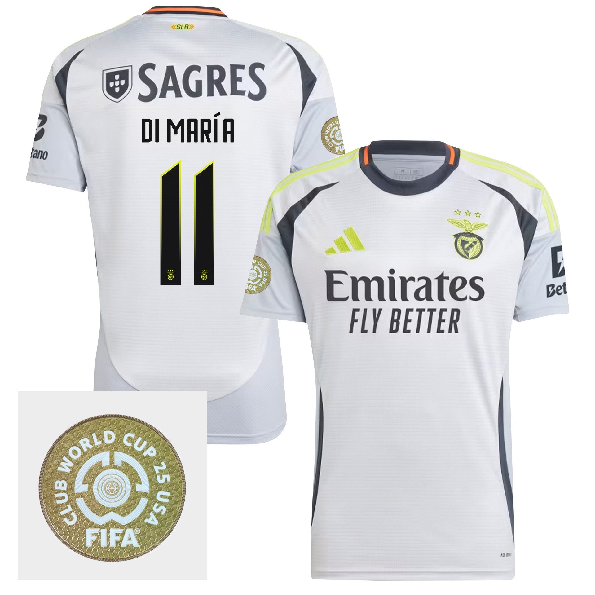 ngel Di Mara 11 S.L. Benfica 2024/25 FIFA Club World Cup 25 USA Patch Third Men Jersey - White