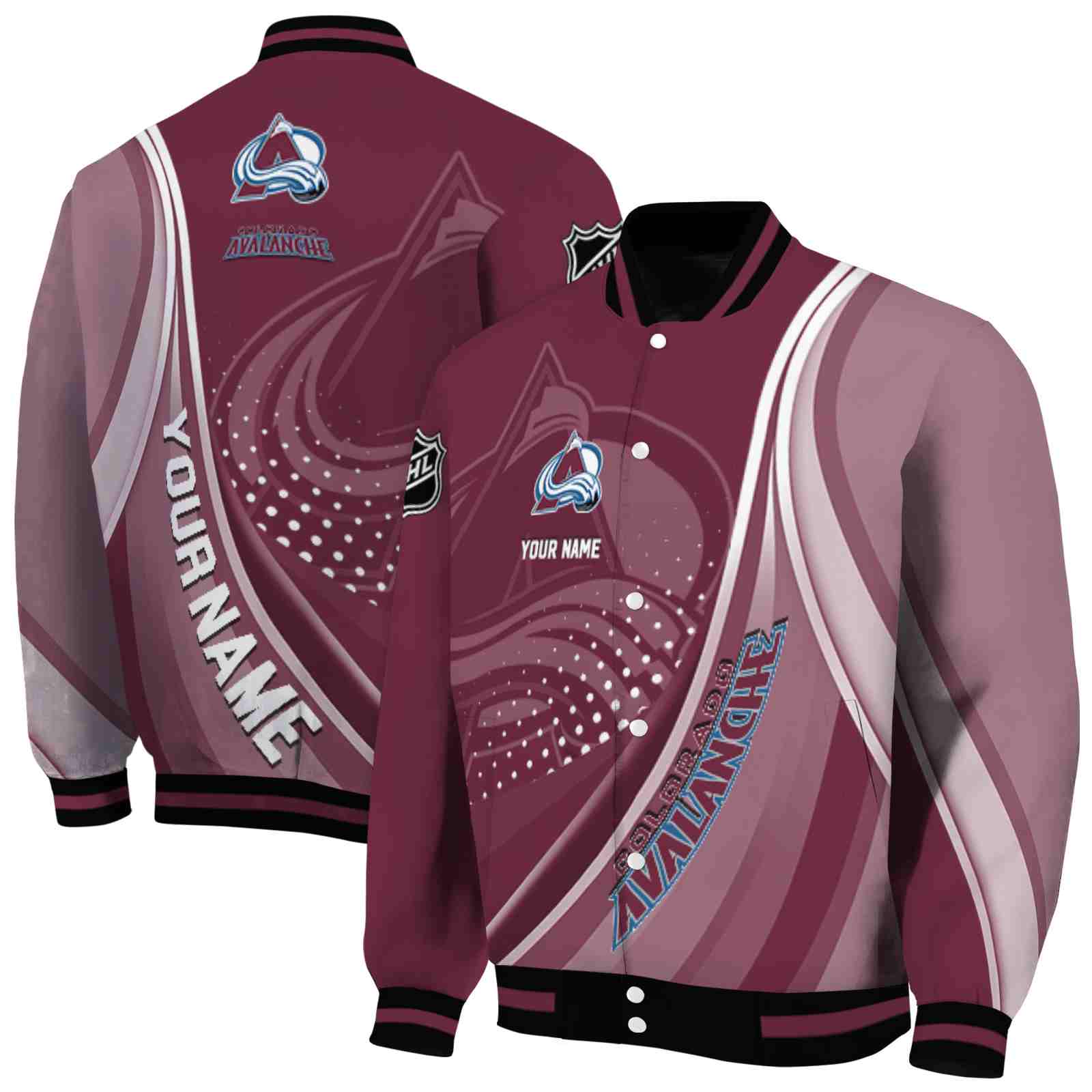 NHL Customized Colorado Avalanche Wave Patterns Burgundy Custom Baseball Jacket Sport Fans Gear