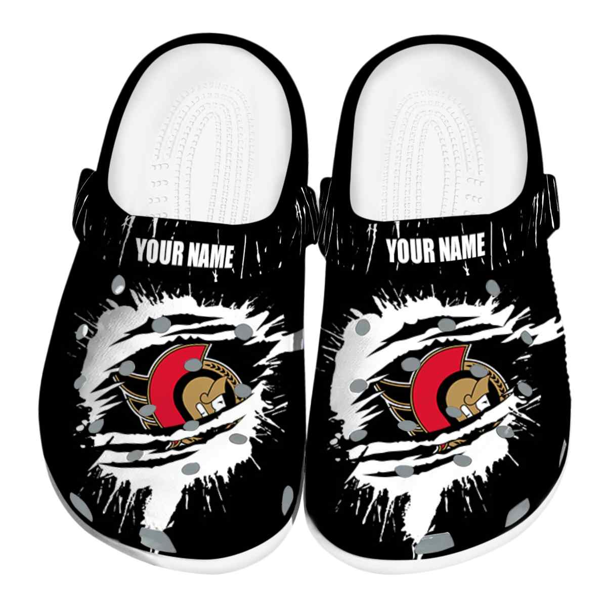 NHL Customized Ottawa Senators Splash Motif Background Crocs