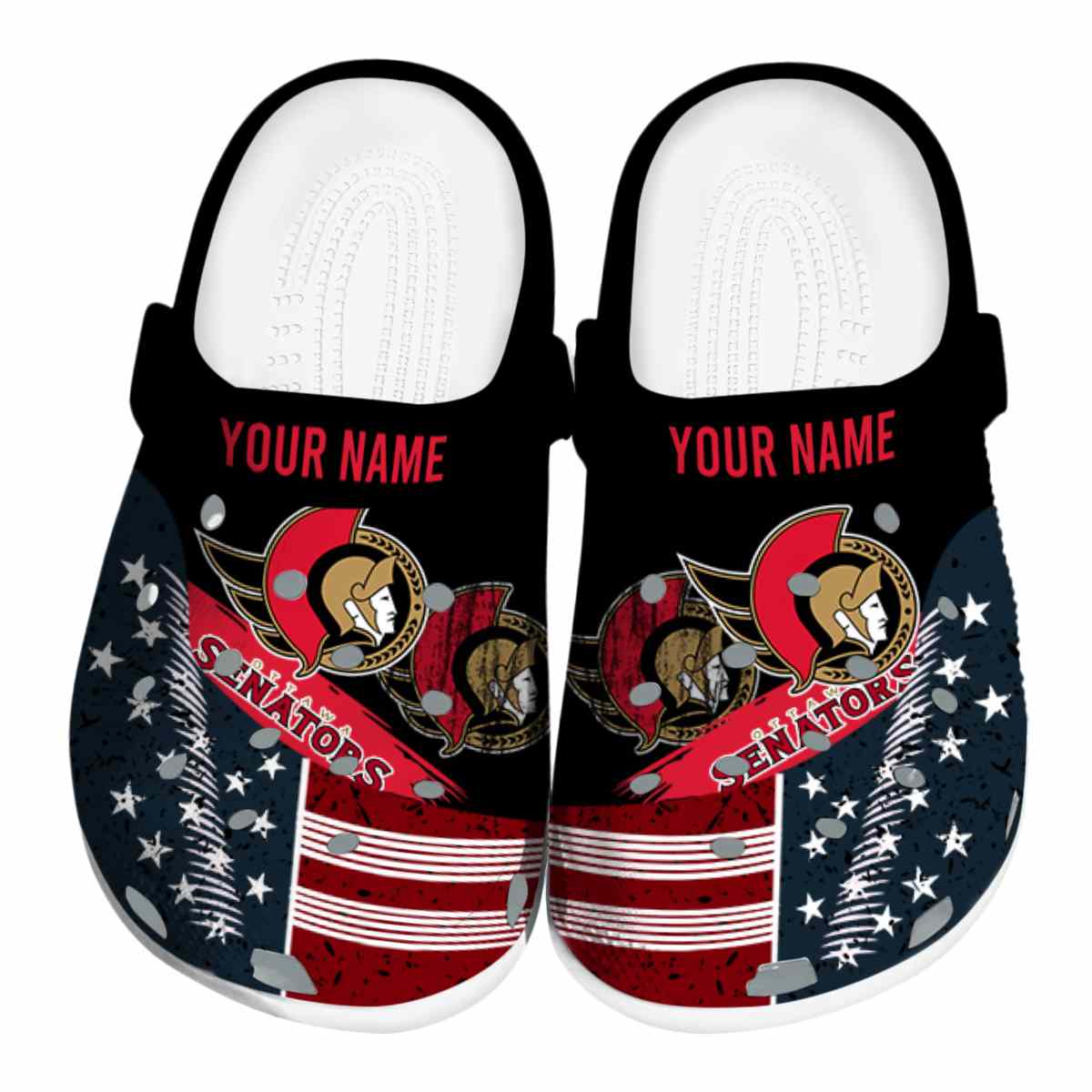 NHL Customized Ottawa Senators Star-Spangled Side Pattern Crocs