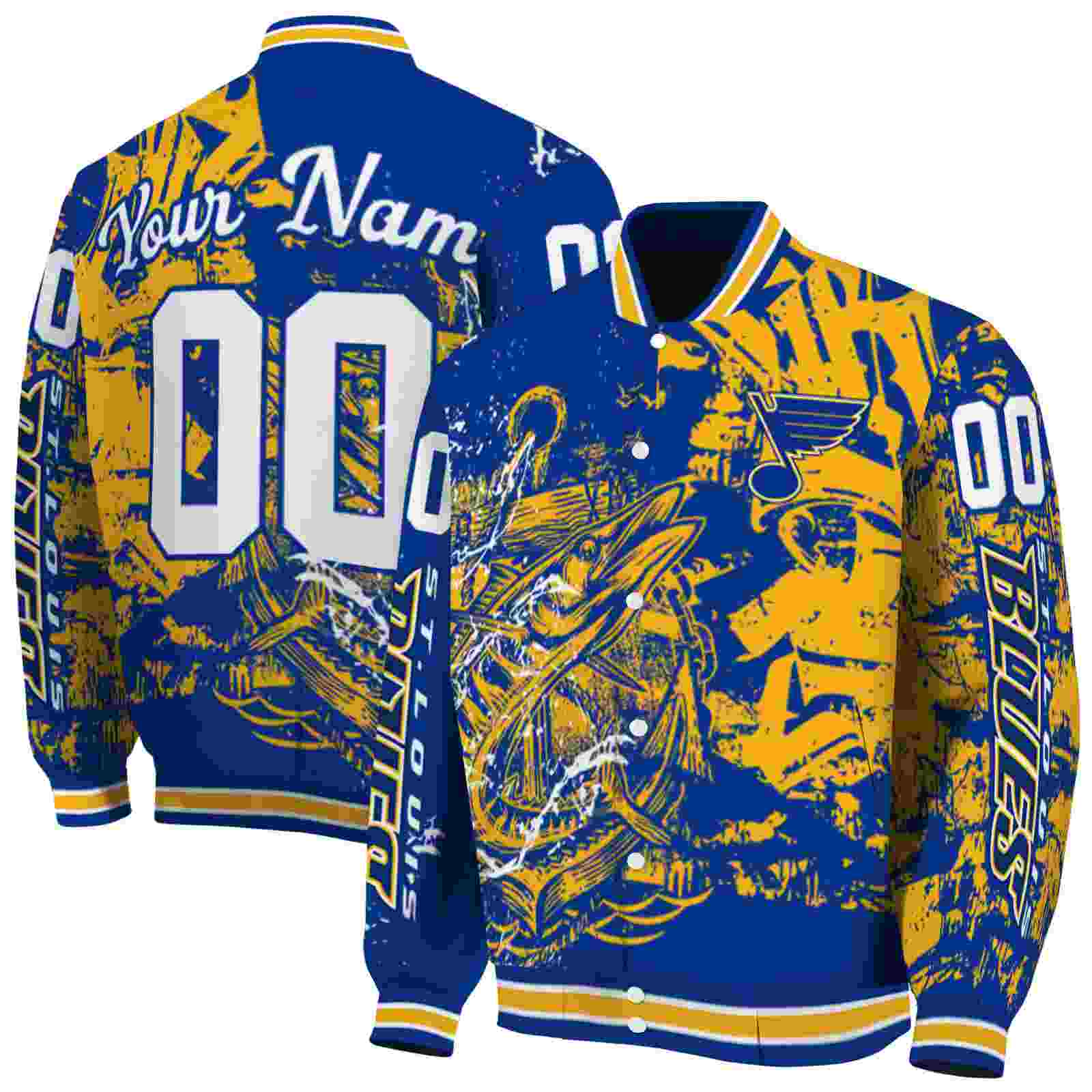 NHL Customized St. Louis Blues Fishing Art Blue Custom Baseball Jacket Sport Fans Gear