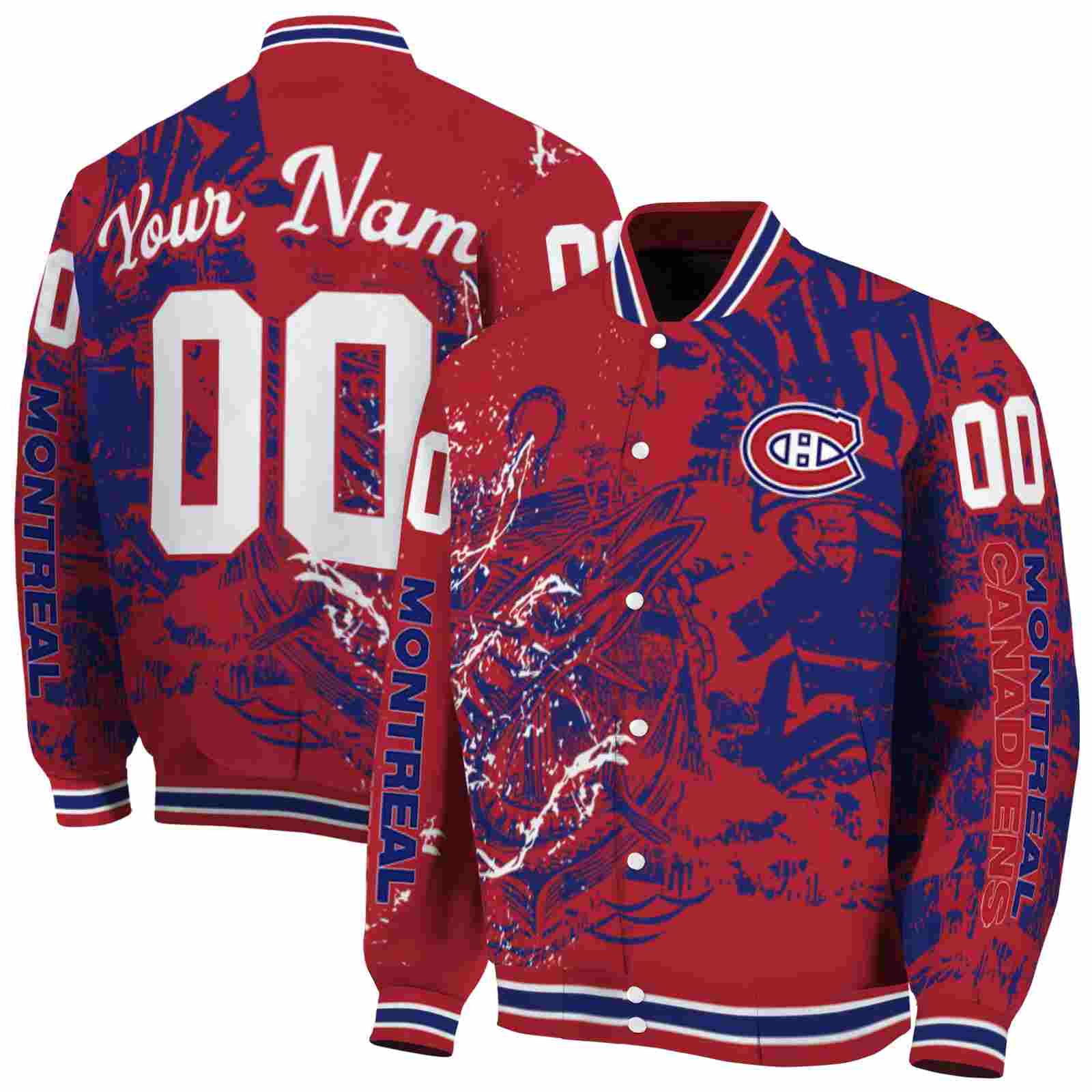 NHL Montreal Canadiens Fishing Art Red Custom Baseball Jacket Sport Fans Gear