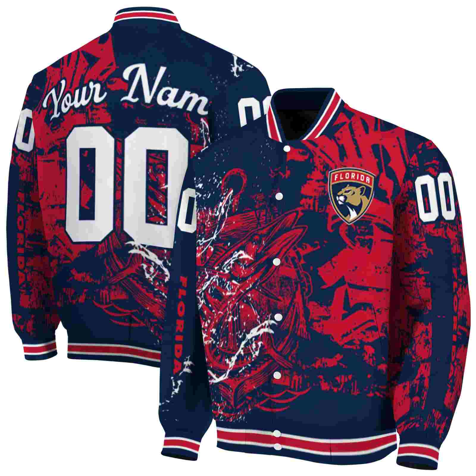 NHL Personalized Florida Panthers Fishing Art Red Custom Baseball Jacket Sport Fans Gear