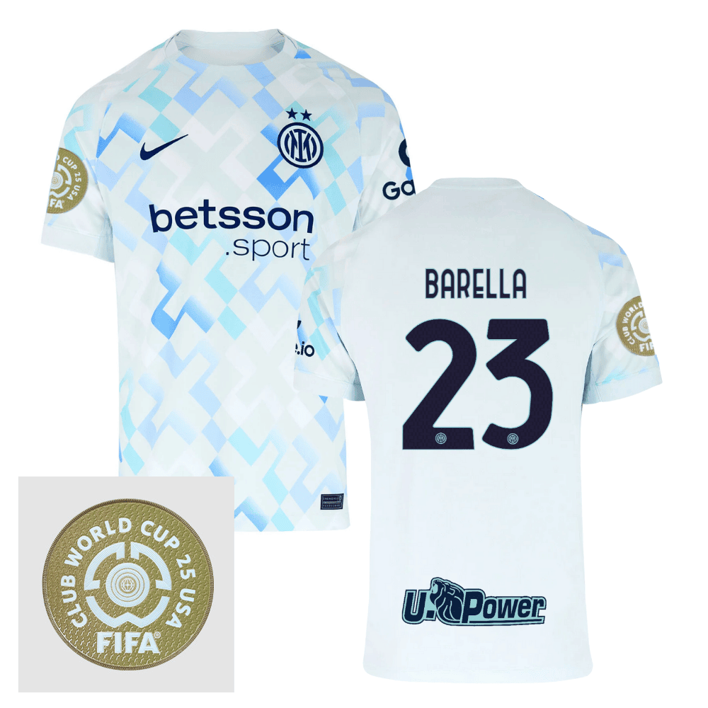Nicol Barella 23 Inter Milan FIFA Club World Cup 25 USA Patch Away Men Jersey - White