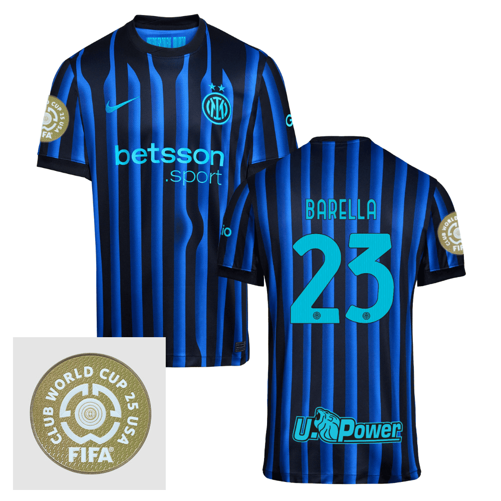 Nicol Barella 23 Inter Milan FIFA Club World Cup 25 USA Patch Home Men Jersey - Blue