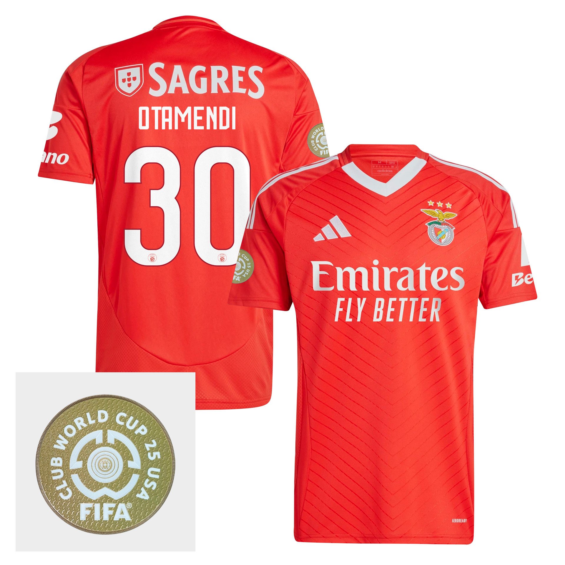 Nicols Otamendi 30 S.L. Benfica 2024/25 FIFA Club World Cup 25 USA Patch Home Men Jersey - Red