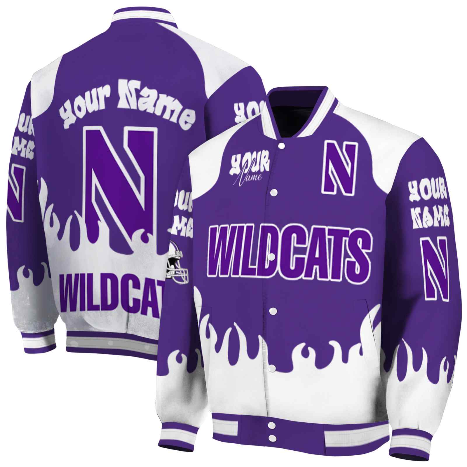 Northwestern Wildcats NCAA Fire Graphic Purple Jacket Customized For Football Fans