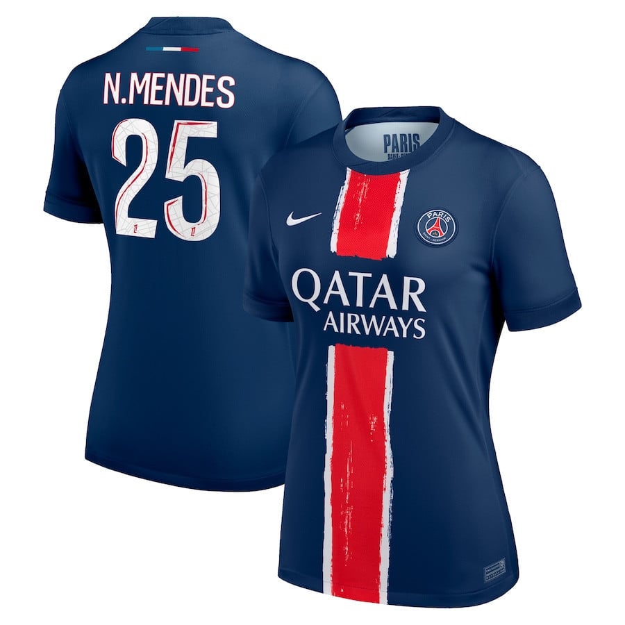 Nuno Mendes 25 Paris Saint-Germain 2024/25 Home Women Jersey - Navy
