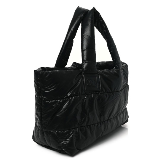 Nylon Quilted Small Coco Cocoon Tote Black - Image 3