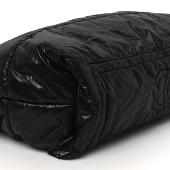 Nylon Quilted Small Coco Cocoon Tote Black - Image 9