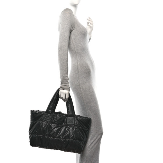 Nylon Quilted Small Coco Cocoon Tote Black - Image 2