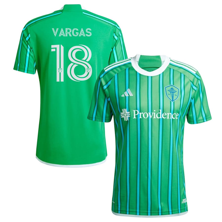 Obed Vargas 18 Seattle Sounders FC 2024 The Anniversary Kit Men Jersey - Green