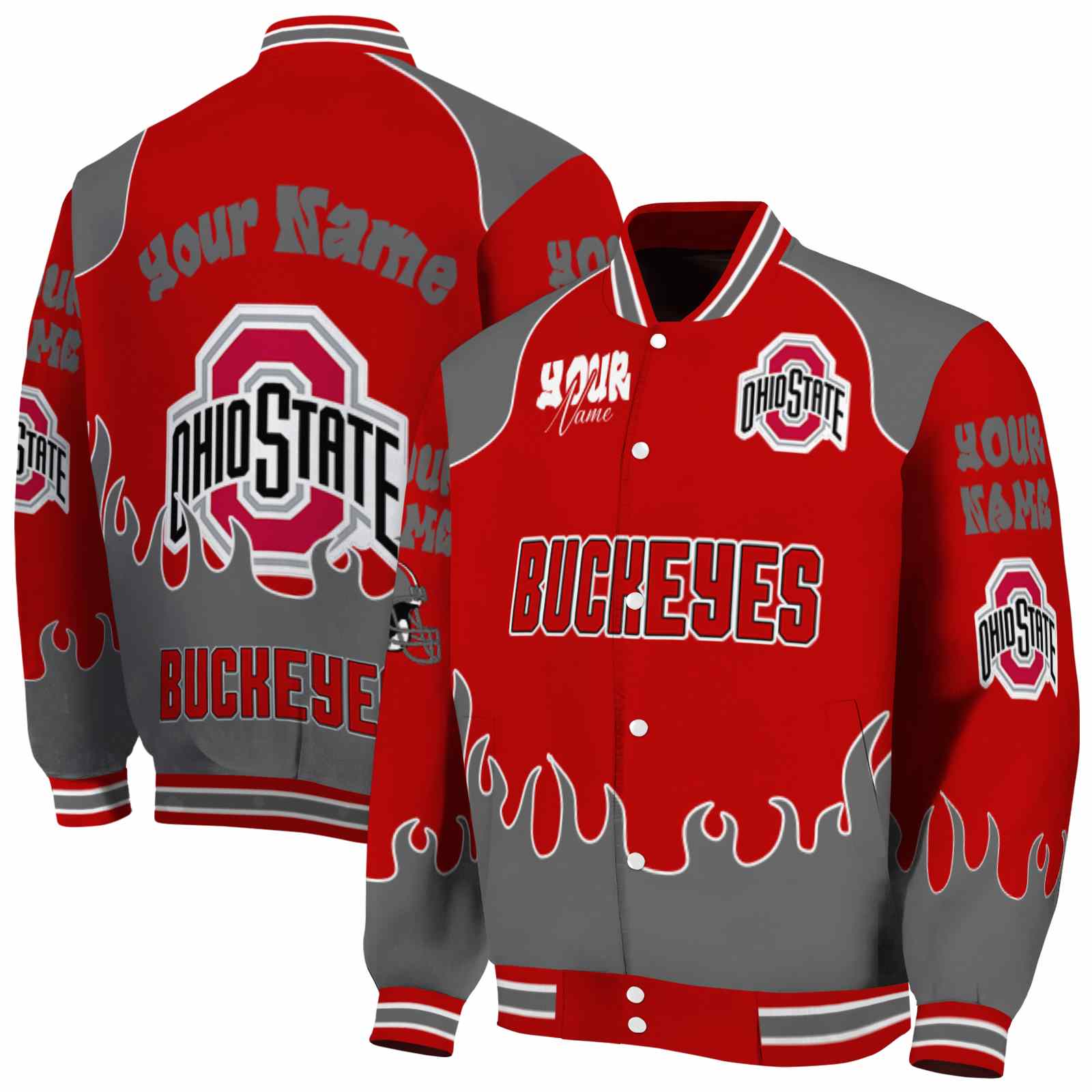Ohio State Buckeyes NCAA Fire Graphic Scarlet Jacket Customized For Football Fans