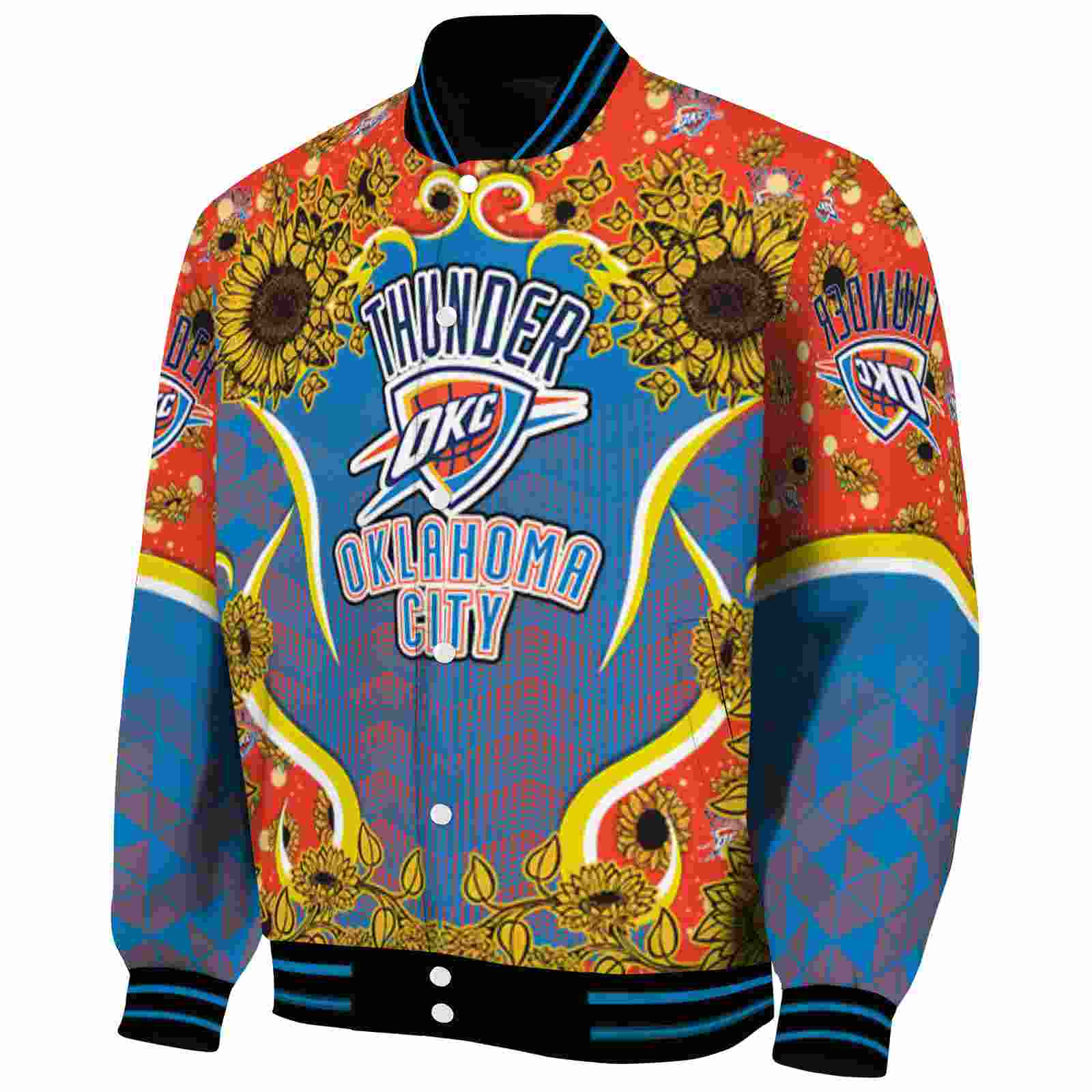 Oklahoma City Thunder Finals NBA Sunflower Bloom Blue Yellow Jacket