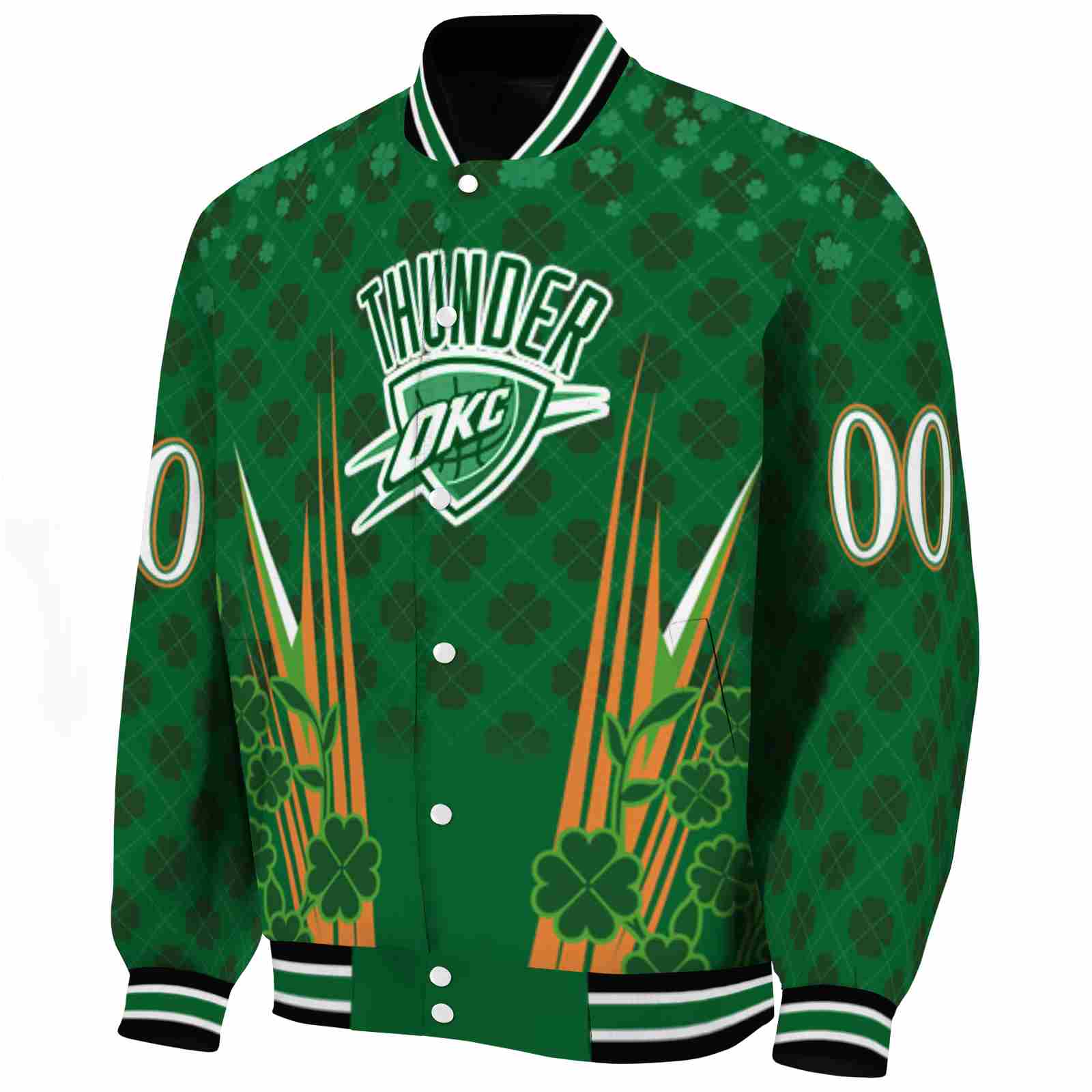 Oklahoma City Thunder NBA Finals Shamrock Pattern Green Jacket Custom