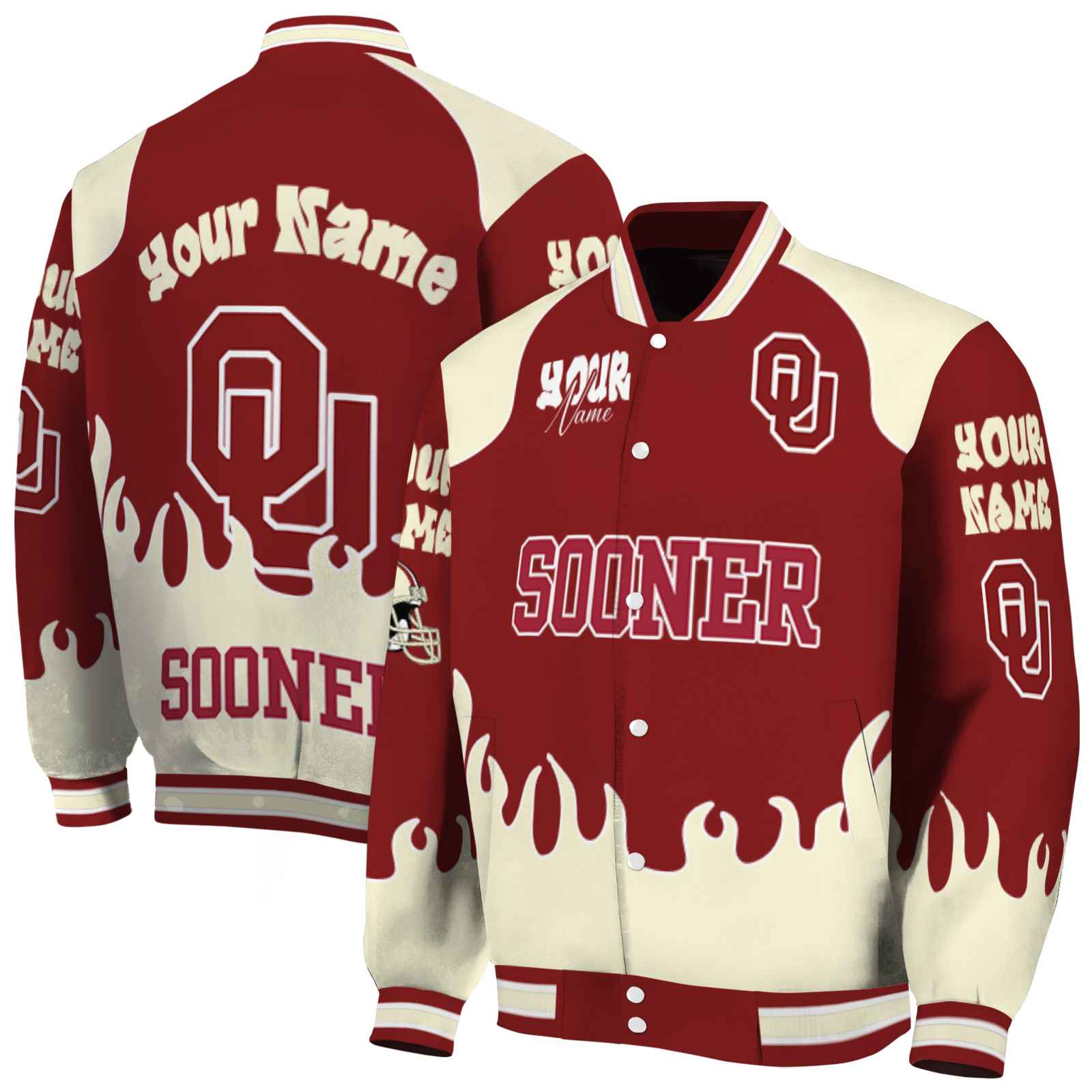 Oklahoma Sooners NCAA Fire Graphic Crimson Jacket Personalized For Football Fans
