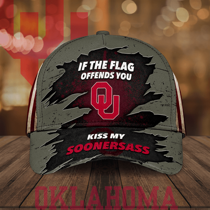 Oklahoma Sooners USA Flag If The Flag Offends You Kiss My Soonersass Baseball Cap CNI2107