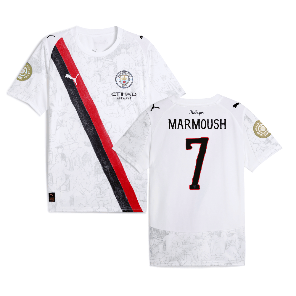 Omar Marmoush 7 Manchester City x KidSuper 2025/26 FIFA Club World Cup 25 USA Patch Men Jersey - White