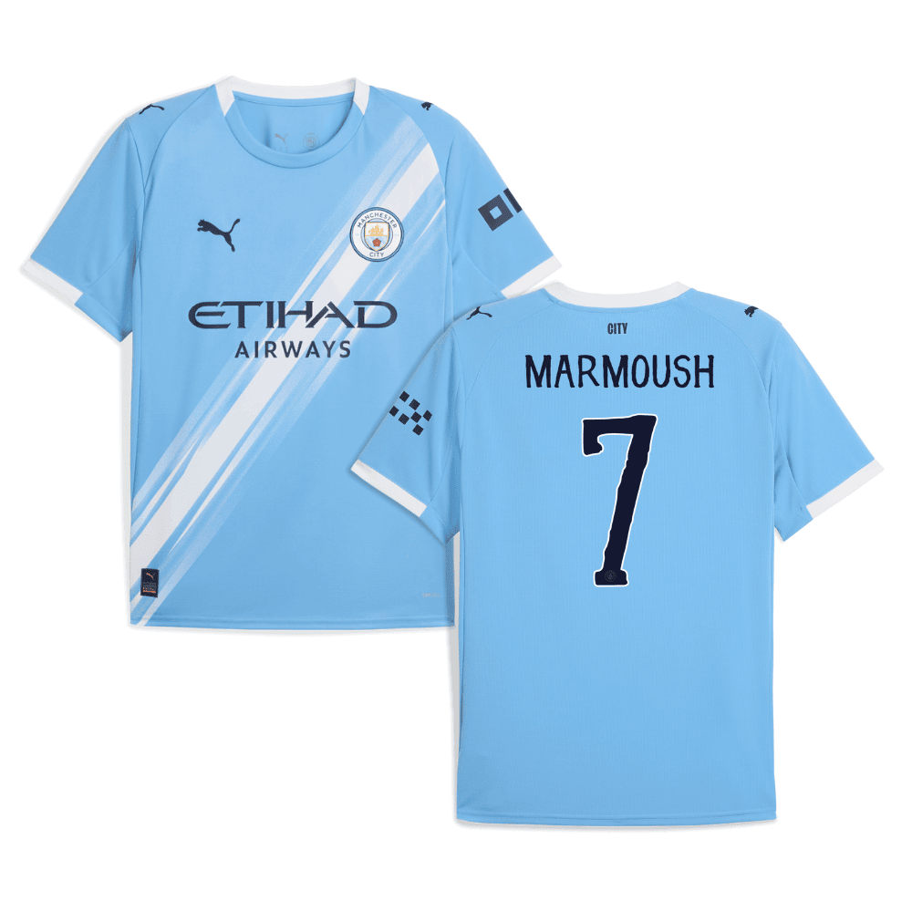 Omar Marmoush 7 Manchester City x KidSuper 2025/26 Home Men Jersey - Sky Blue