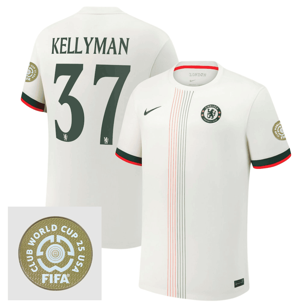 Omari Kellyman 37 Chelsea 2025/26 FIFA Club World Cup 25 USA Patch Away Men Jersey - White