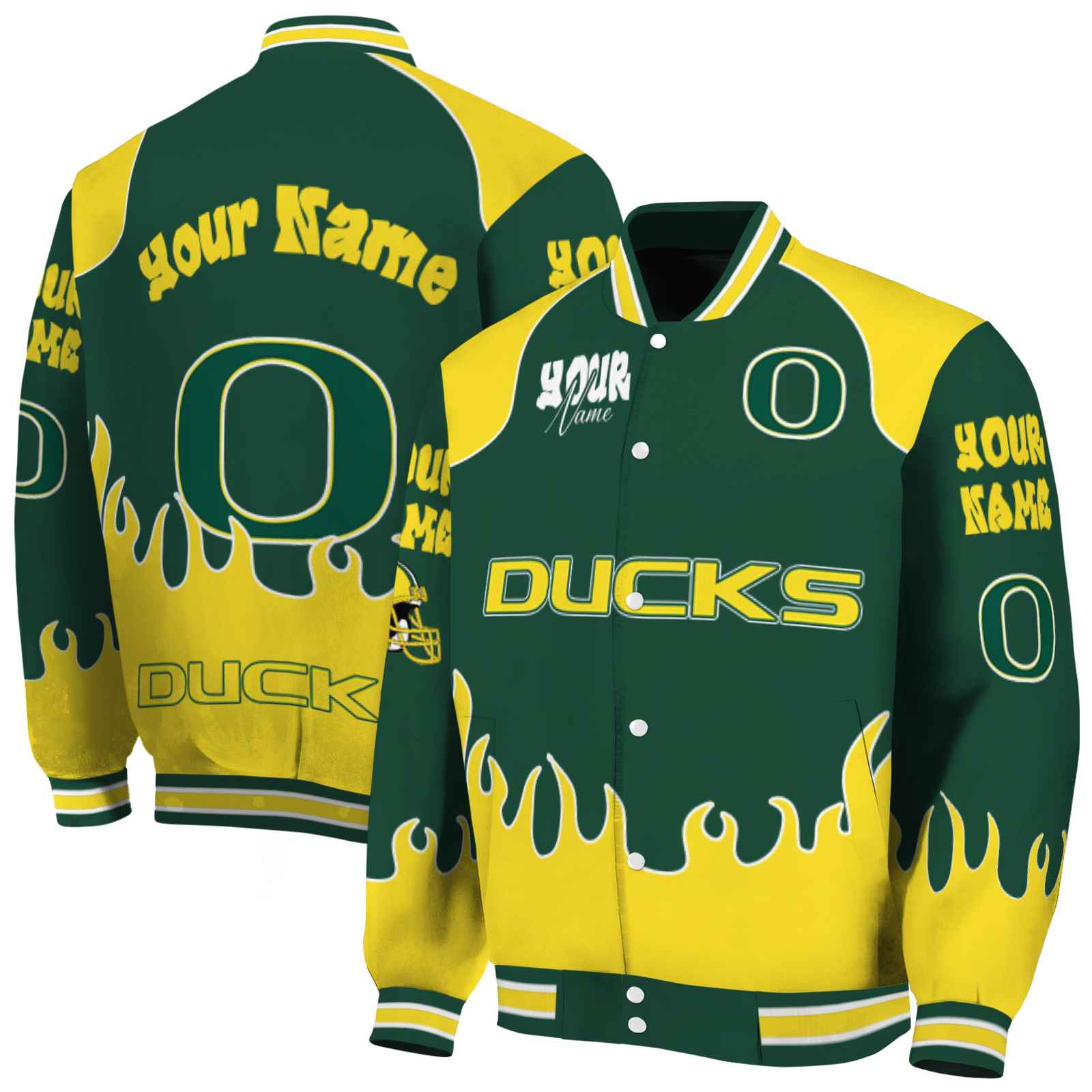 Oregon Ducks NCAA Fire Graphic All Over Print Green Jacket Custom For Football Fans