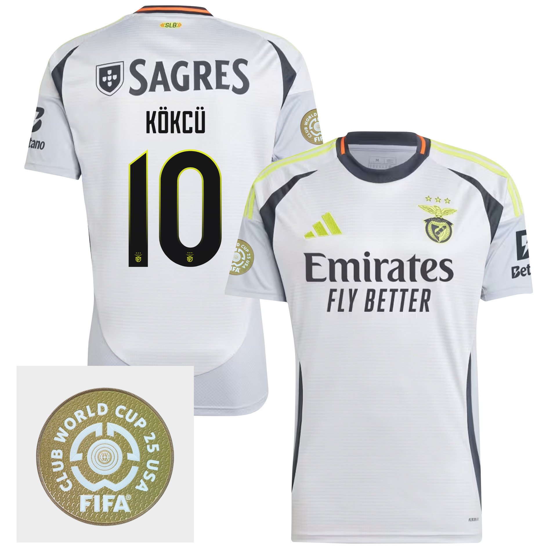 Orkun Kk 10 S.L. Benfica 2024/25 FIFA Club World Cup 25 USA Patch Third Men Jersey - White