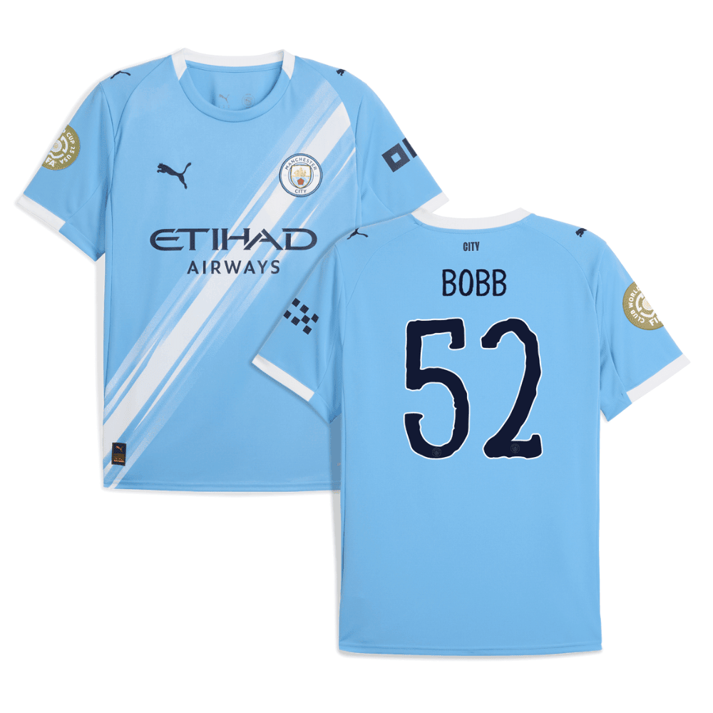 Oscar Bobb 52 Manchester City x KidSuper 2025/26 FIFA Club World Cup 25 USA Patch Home Men Jersey - Sky Blue