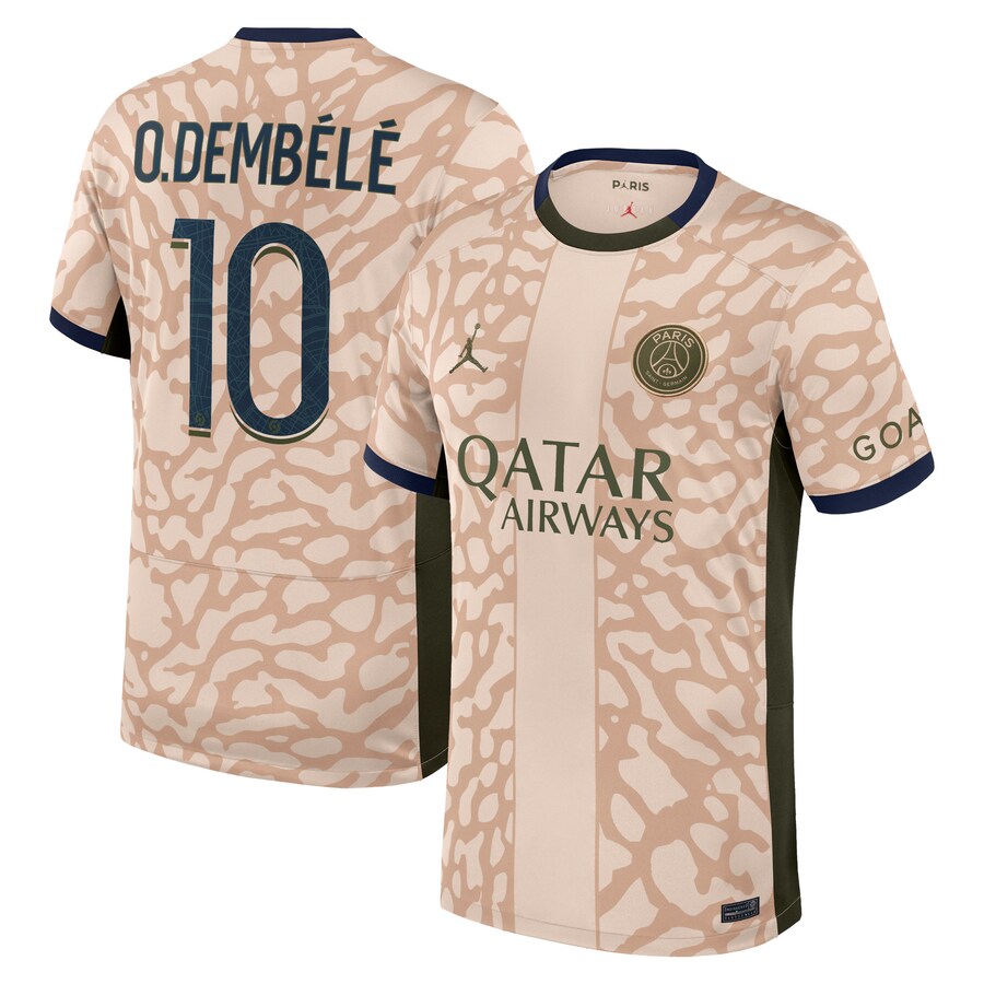 Ousmane Dembele Paris Saint-Germain Jordan Brand 2023/24 Fourth Stadium Player JerseyÃ‚ - Tan