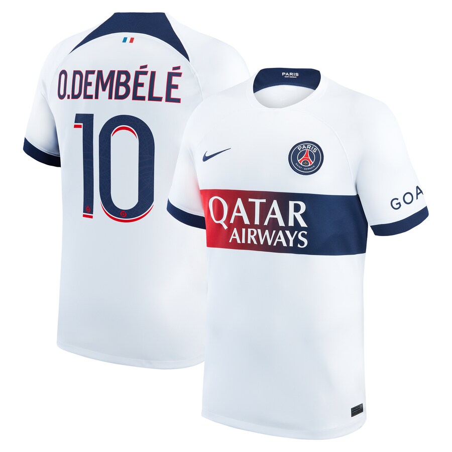 Ousmane Dembele Paris Saint-Germain Nike 2023/24 Away Stadium Player Jersey - White