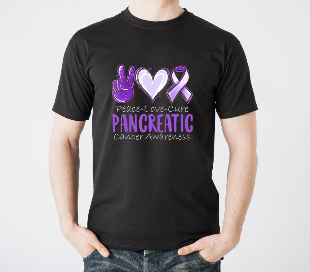 Pancreatic Cancer Awareness-Peace Love Cure - Unisex Standard T-Shirt