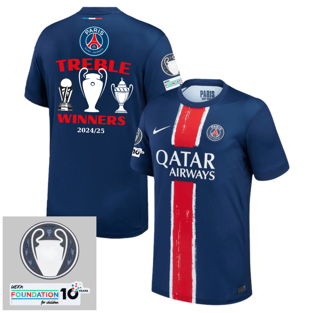 Paris Saint-Germain 2024/25 TREBLE WINNERS Home Men Jersey - Navy
