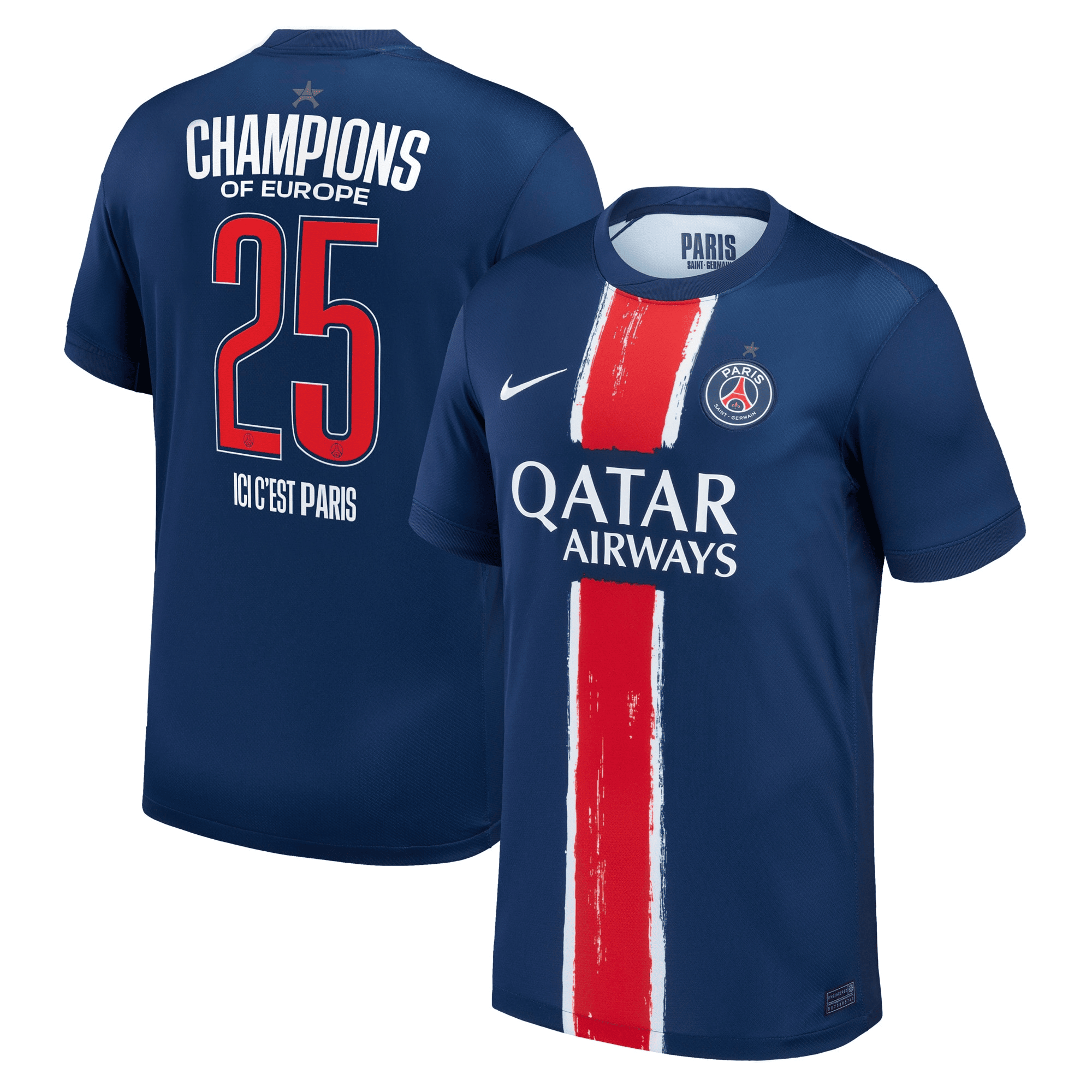 Paris Saint-Germain 2025 Champions League Winners Home Men Jersey - Navy