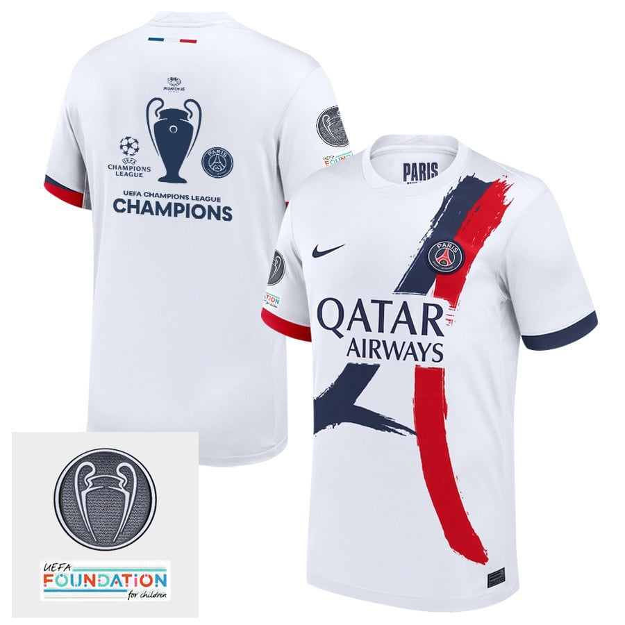 Paris Saint-Germain UEFA Champions League Cup Titleholder Patch 2024/25 Away Men Jersey - White