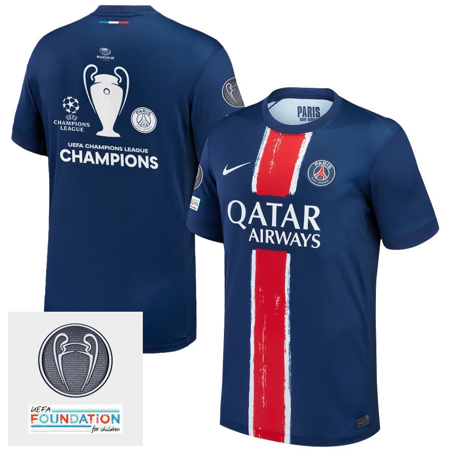 Paris Saint-Germain UEFA Champions League Cup Titleholder Patch 2024/25 Home Men Jersey - Navy