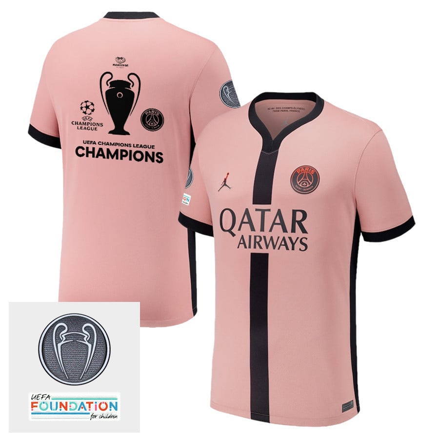 Paris Saint-Germain UEFA Champions League Cup Titleholder Patch 2024/25 Third Men Jersey - Pink