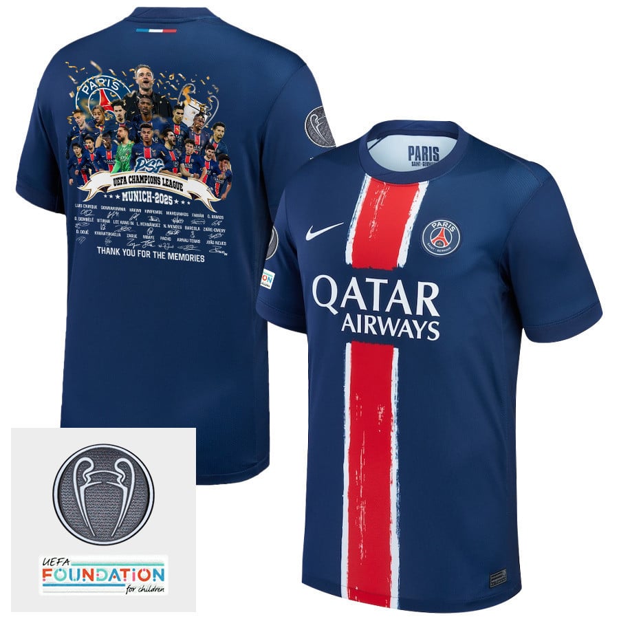 Paris Saint-Germain UEFA Champions League Thanks For Memories Titleholder Patch 2024/25 Home Men Jersey - Navy