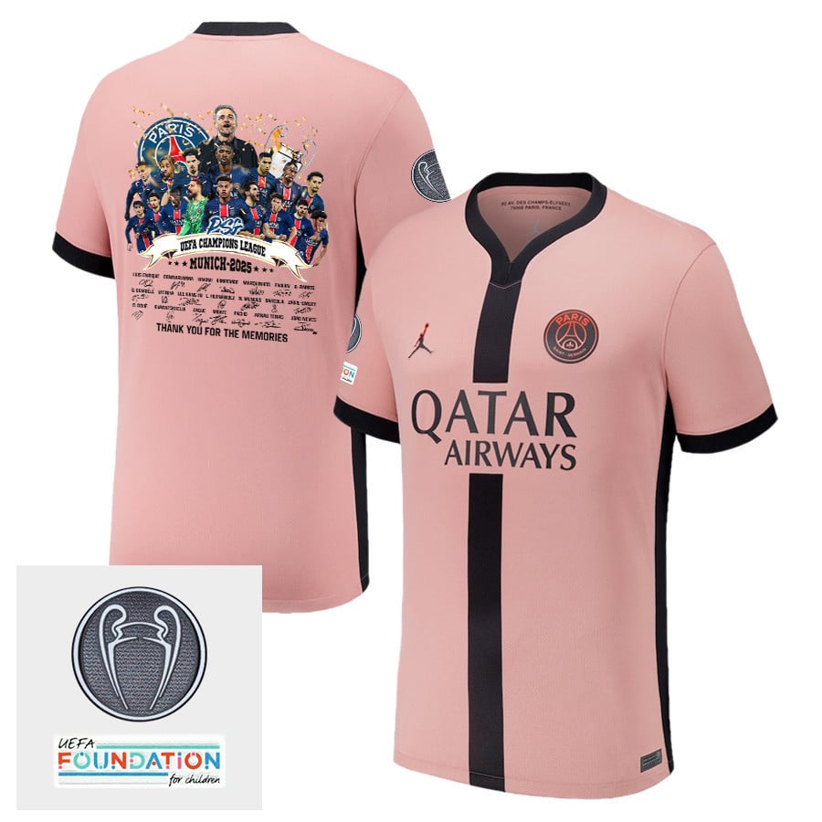Paris Saint-Germain UEFA Champions League Thanks For Memories Titleholder Patch 2024/25 Third Men Jersey - Pink
