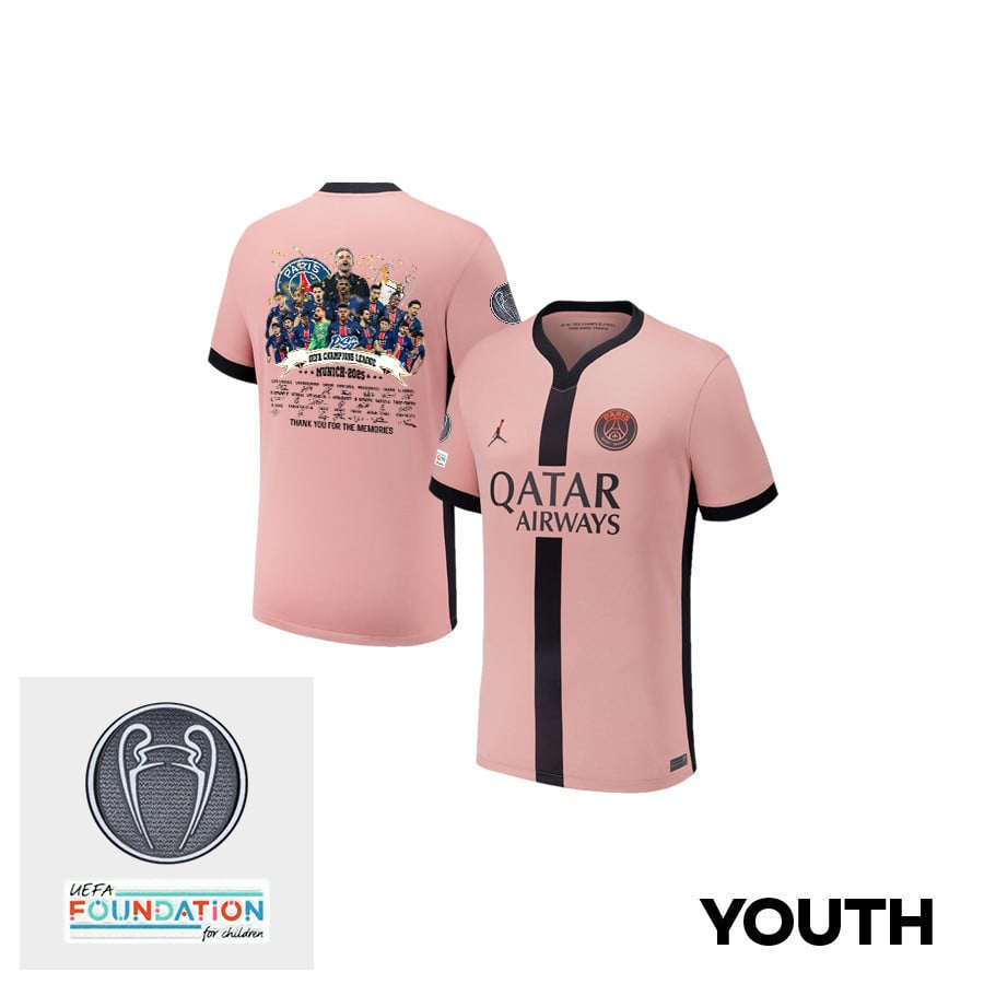 Paris Saint-Germain UEFA Champions League Thanks For Memories Titleholder Patch 2024/25 Third YOUTH Jersey - Pink