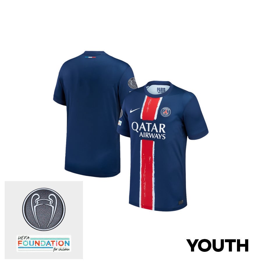 Paris Saint-Germain UEFA Champions League Titleholder 2024/25 Champions Home YOUTH Jersey - Blue