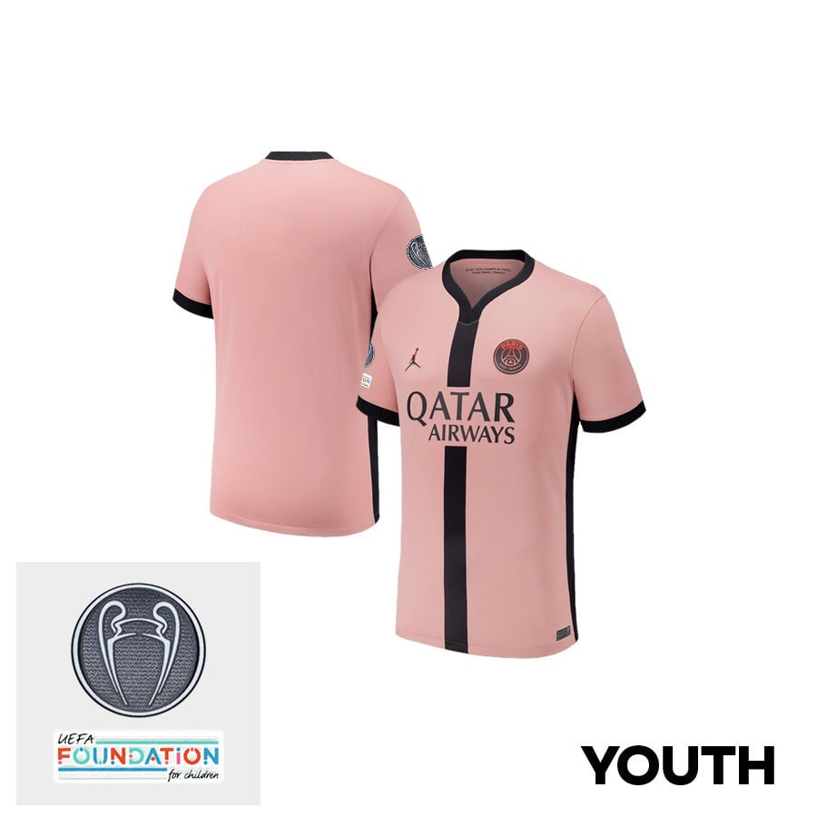 Paris Saint-Germain UEFA Champions League Titleholder 2024/25 Champions Third YOUTH Jersey - Pink