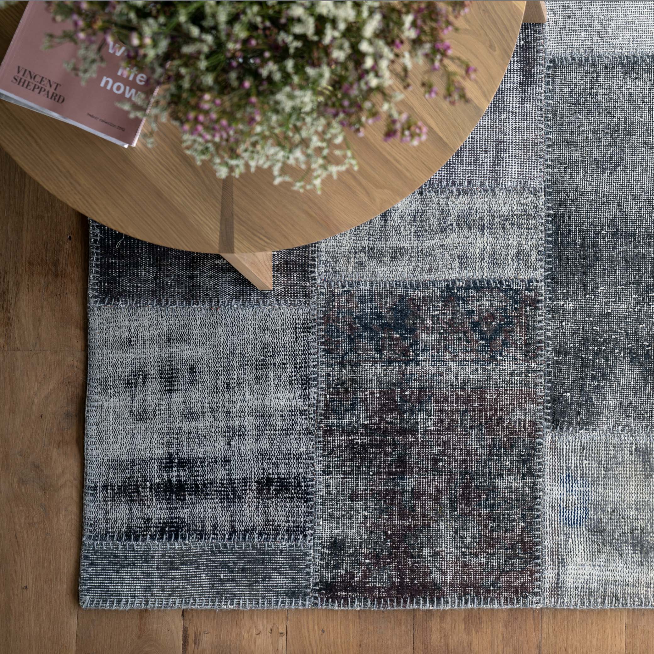 Patchwork Rug | Charcoal-Grey W303 x L200cm 4